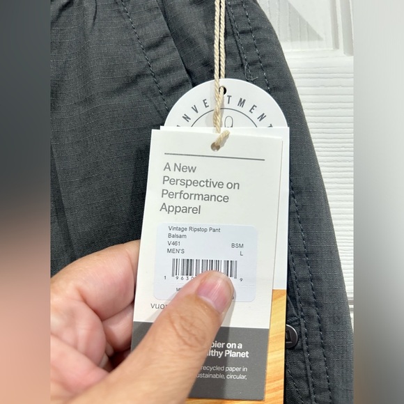 Vuori Men's Large Vintage Ripstop Pant Balsam Grey NWT Cuffed Cotton Durable - Picture 7 of 7